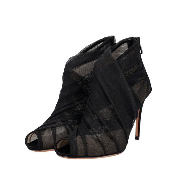 Satin/Mesh/Chiffon Ankle Booties Black