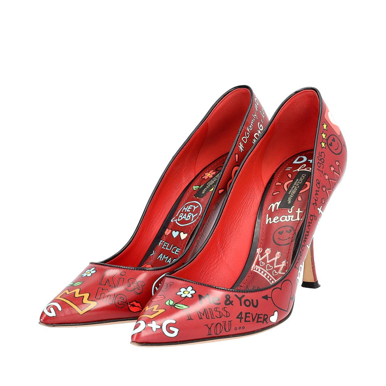 Dolce &Gabbana ハイヒール DOLCE & GABBANA Leather Graffiti Pumps Red | Luxity