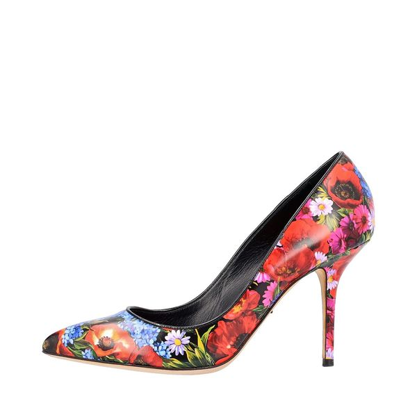 Leather Floral Pumps Multicolour