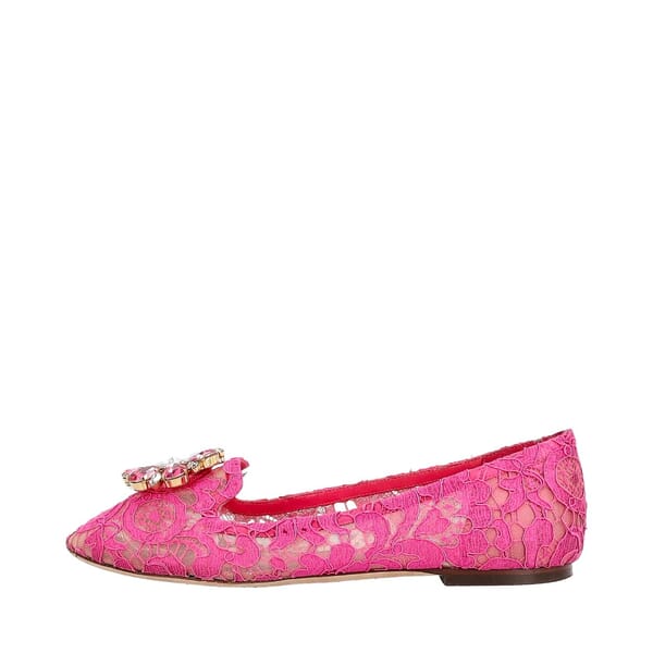 Taormina Lace Crystal Embellished Ballet Flats Pink
