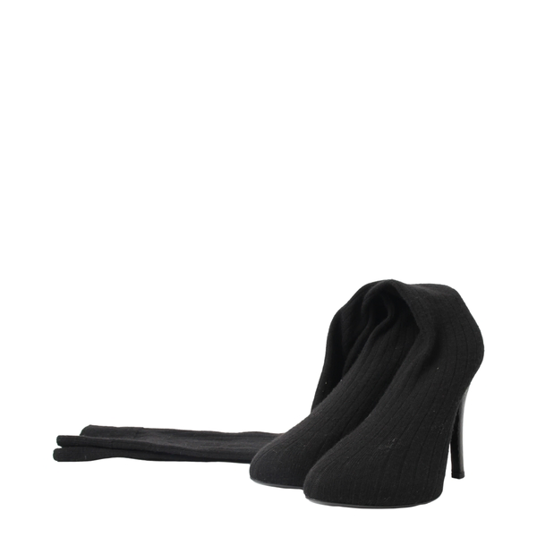 Knit Thigh High Sock Boots Black