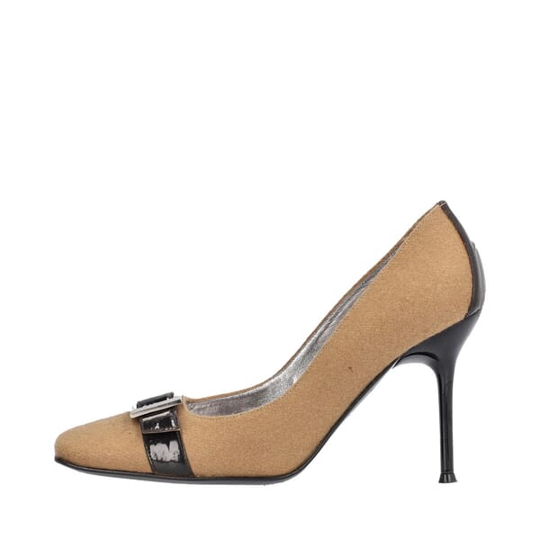 Vintage Wool Square Toe Pumps Tan
