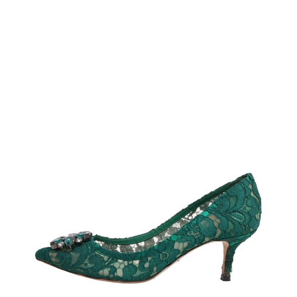 Lace Embellished Rainbow Pumps Green