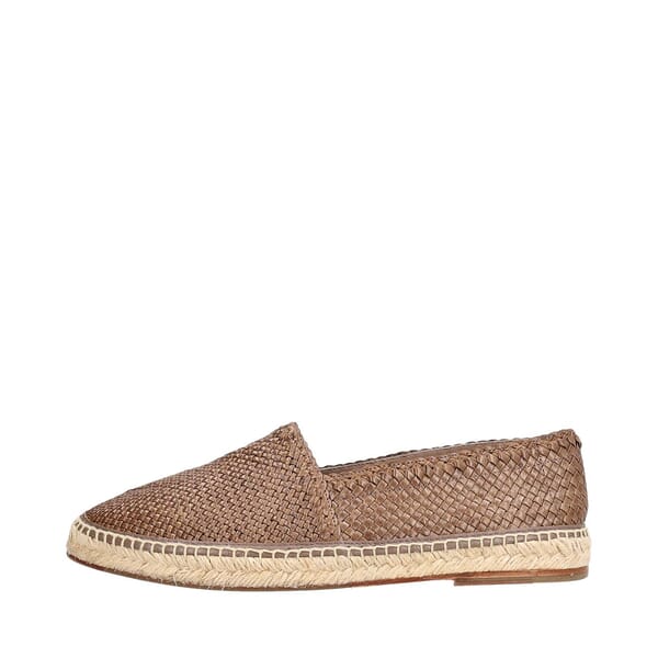 Woven Leather Espadrilles Brown