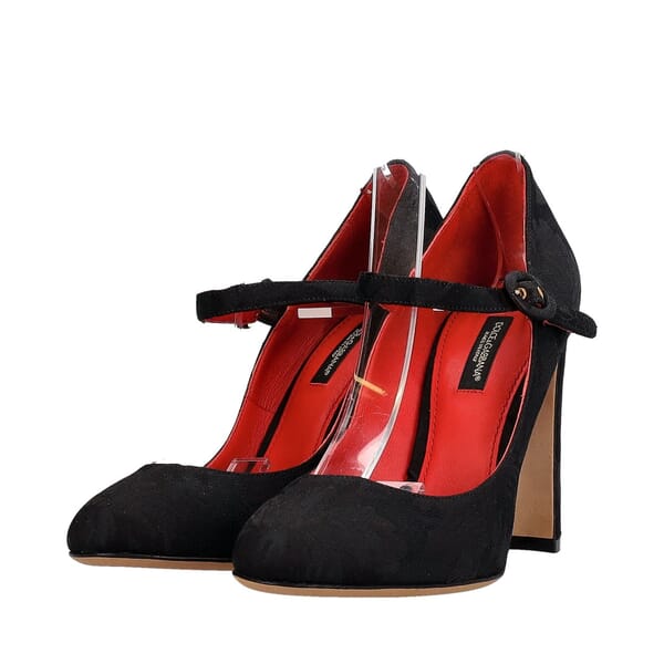Jacquard Mary-Jane Pumps Black