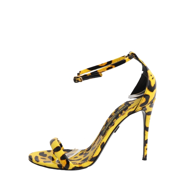 Patent Leather Sandals Leopard Print Yellow
