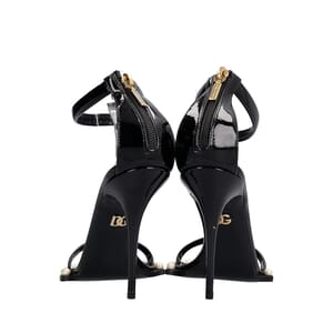 Patent Pearl Embellished Sandals Black, view 4