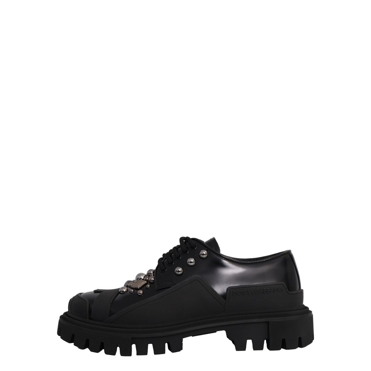 DOLCE & GABBANA Leather/Rubber Trekking Derby Studded Loafers