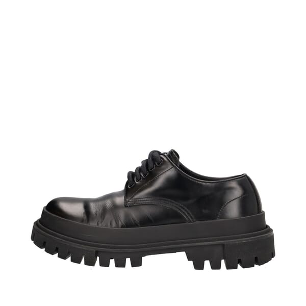 Leather Chunky Sole Derby Shoes Black