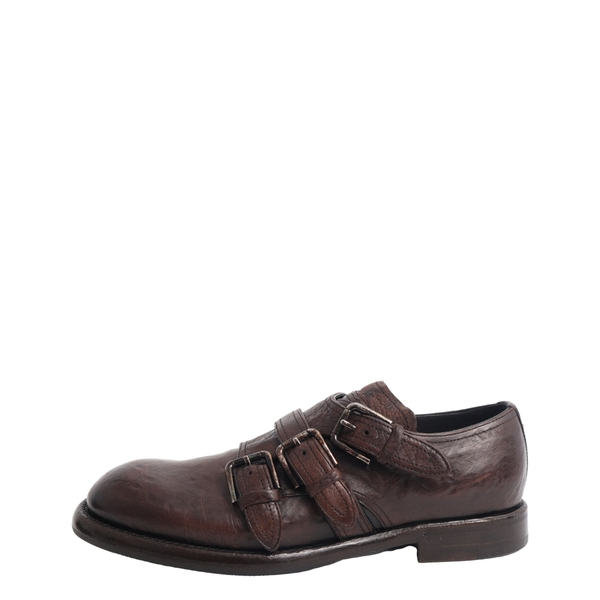 Leather Monk Strap Shoes Brown
