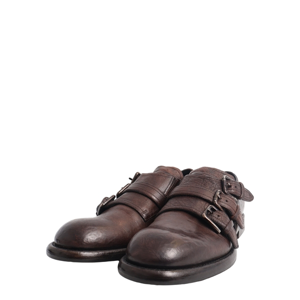 Leather Monk Strap Shoes Brown