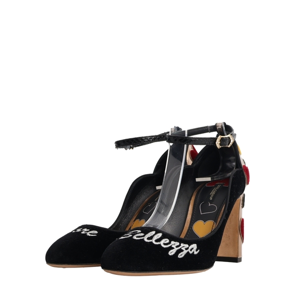 Velvet L'Amore Vally Ankle Strap Pumps Black
