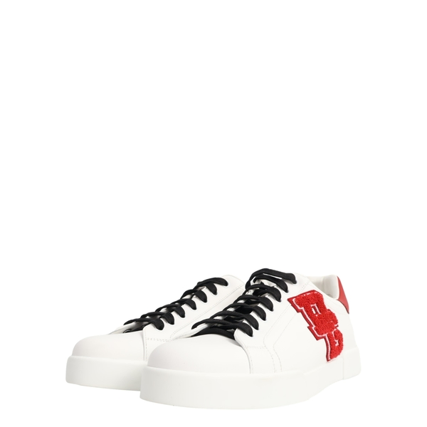 Leather Portofino DG Logo Patch Sneakers White/Red