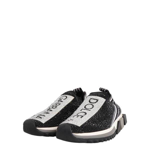 Knit Crystal Embellished Sorento Slip On Sneakers Black/White