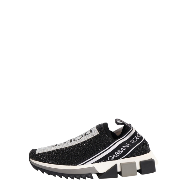 Knit Crystal Embellished Sorento Slip On Sneakers Black/White