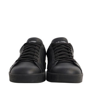 Leather Portofino Sneakers Black, view 3