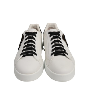 Leather Portofino DG Patch Sneakers White, view 3