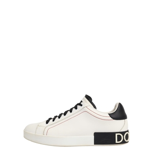 Leather Portofino Sneakers White/Black, view 2