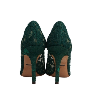 Lace Crystal Embellished Bellucci Pumps Emerald Green, view 3