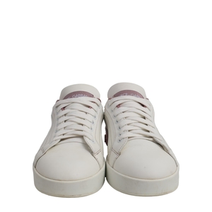 Leather Portofino Sneakers White/Pink, view 3