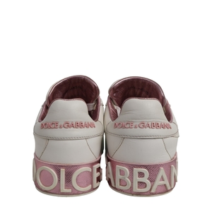 Leather Portofino Sneakers White/Pink, view 4