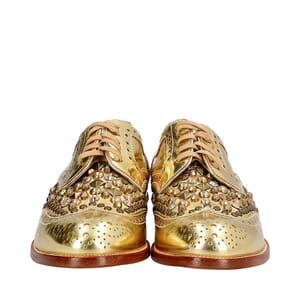 Metallic Leather Studded Brogue Gold, view 3