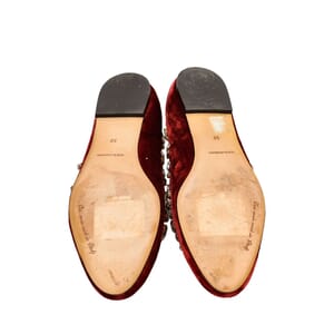 Velvet Embellished Loafers Red, view 5