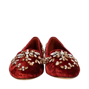 Velvet Embellished Loafers Red, view 3