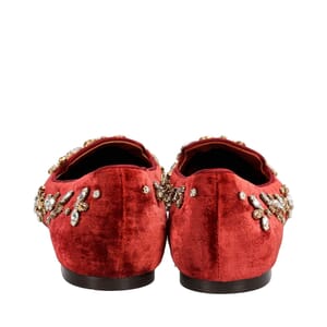 Velvet Embellished Loafers Red, view 4