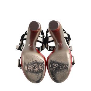 Patent Buckle Platform Sandals White/Red, view 5