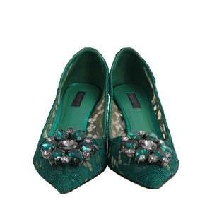 Lace Bellucci Embellished Pumps Green, view 3