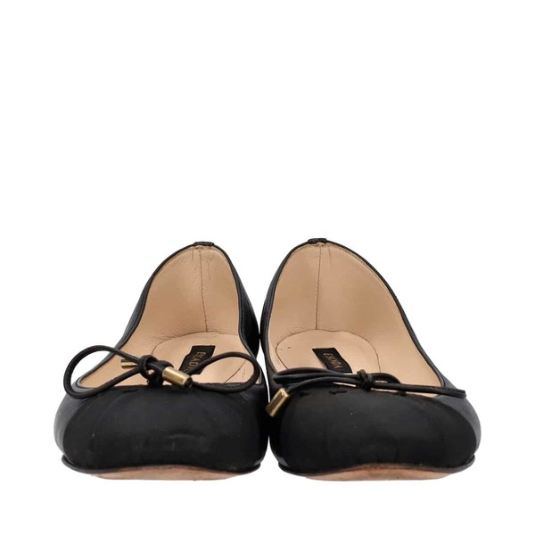 Leather Ballerina Flats Black