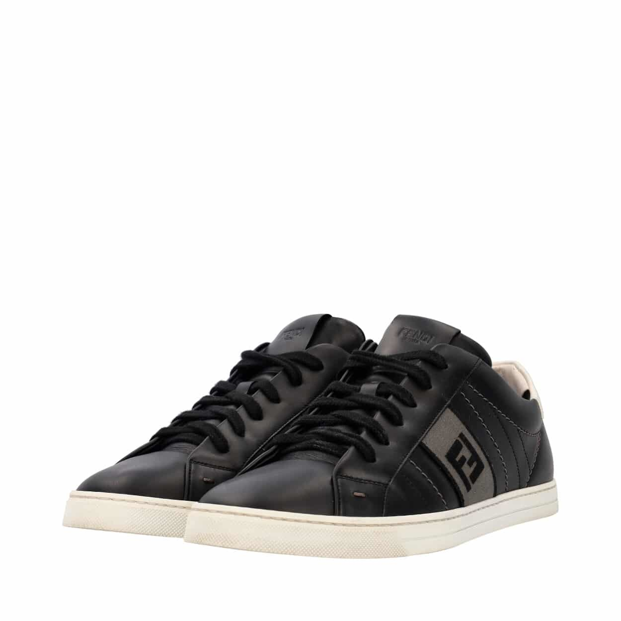FENDI Leather FF Sneakers Black/White | Luxity