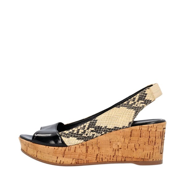 Patent/Python Wedge Sandals Beige