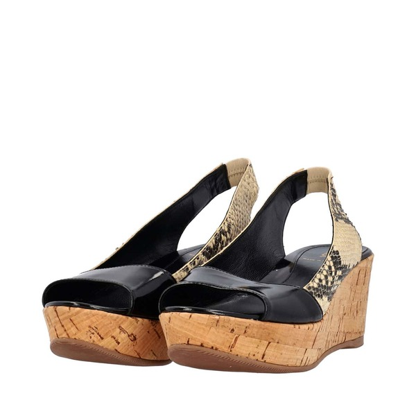 Patent/Python Wedge Sandals Beige