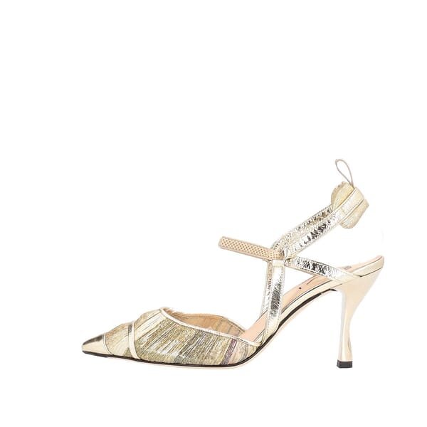 Laminated Fabric Colibri Lite Slingback Pumps Gold