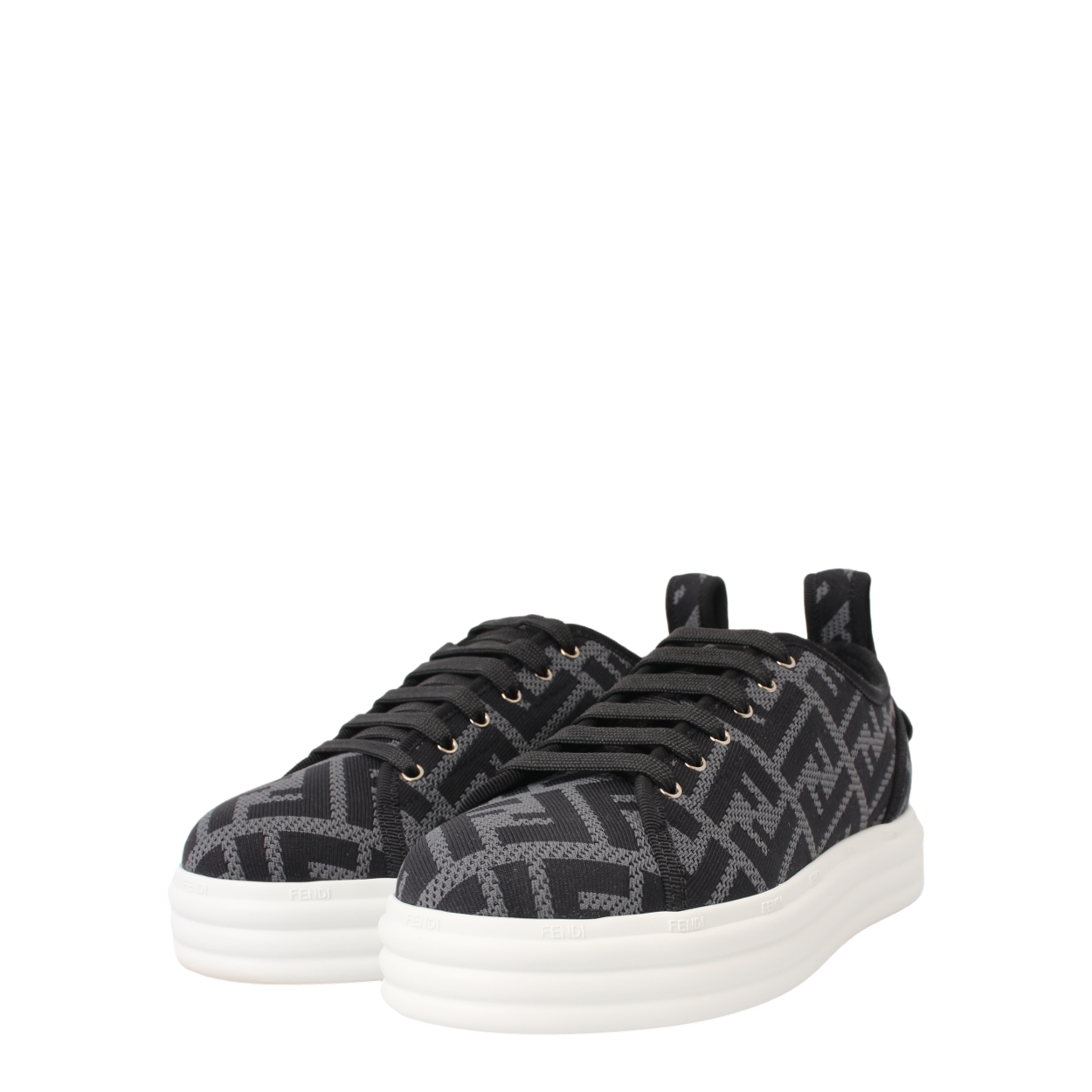 FENDI Mixed Material FF Sneakers Charcoal | Luxity