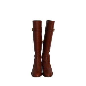 Leather Knee Length Boots Tan, view 3