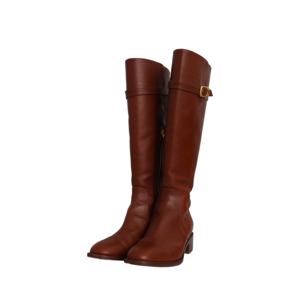 Leather Knee Length Boots Tan
