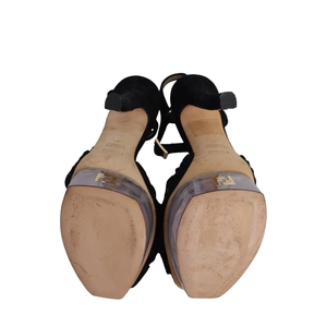 Suede/Mesh Lucite Platform Sandals Black, view 5