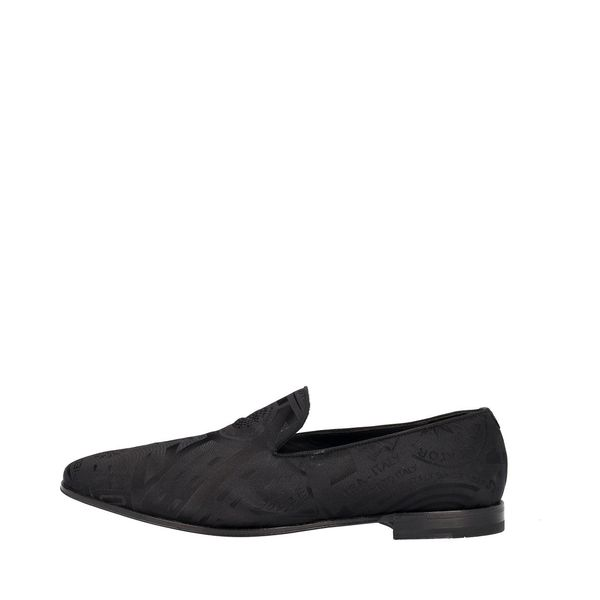Jacquard Satin Loafers Black