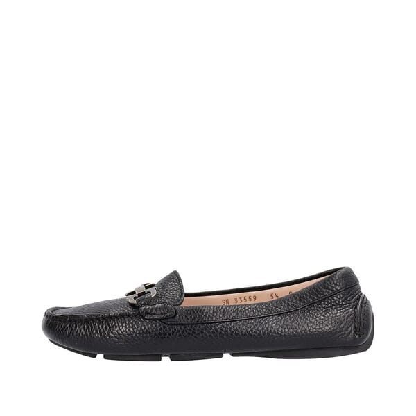 Leather Gancini Driver Loafers Black