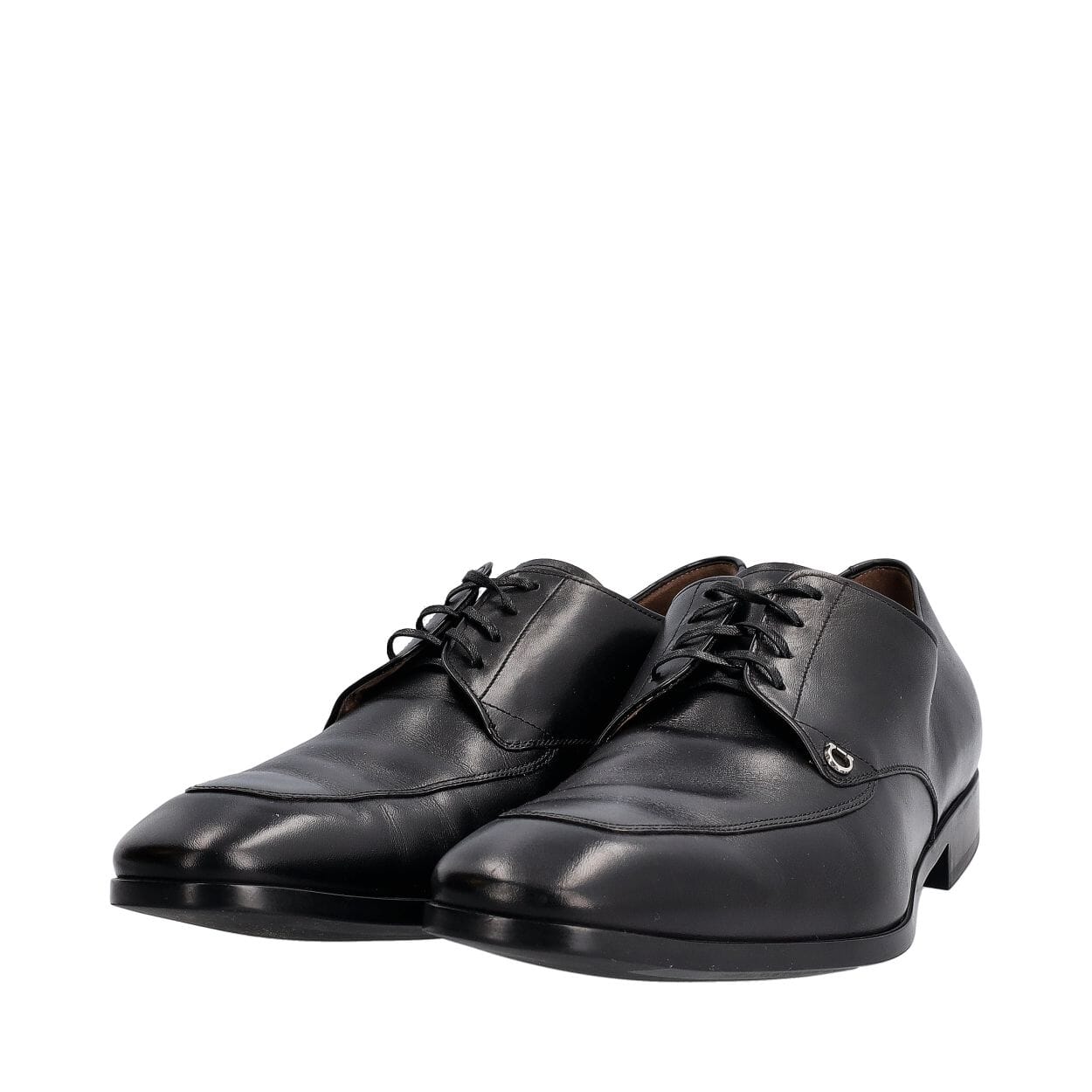 SALVATORE FERRAGAMO Leather Gancini Derby Shoes Black | Luxity