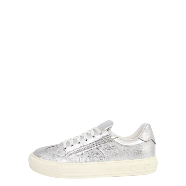 Metallic Leather Cassina Gancini Sneakers Silver