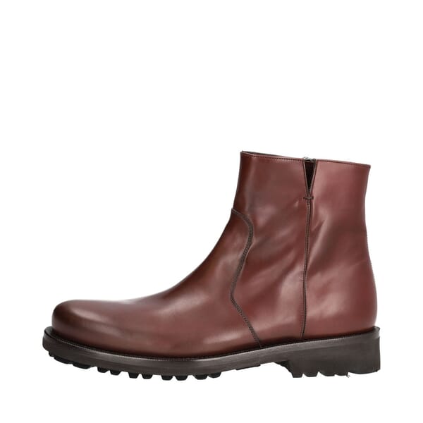 Leather Lug Ankle Boots Burgundy
