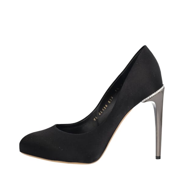 Satin Crystal Embellished Pumps Black