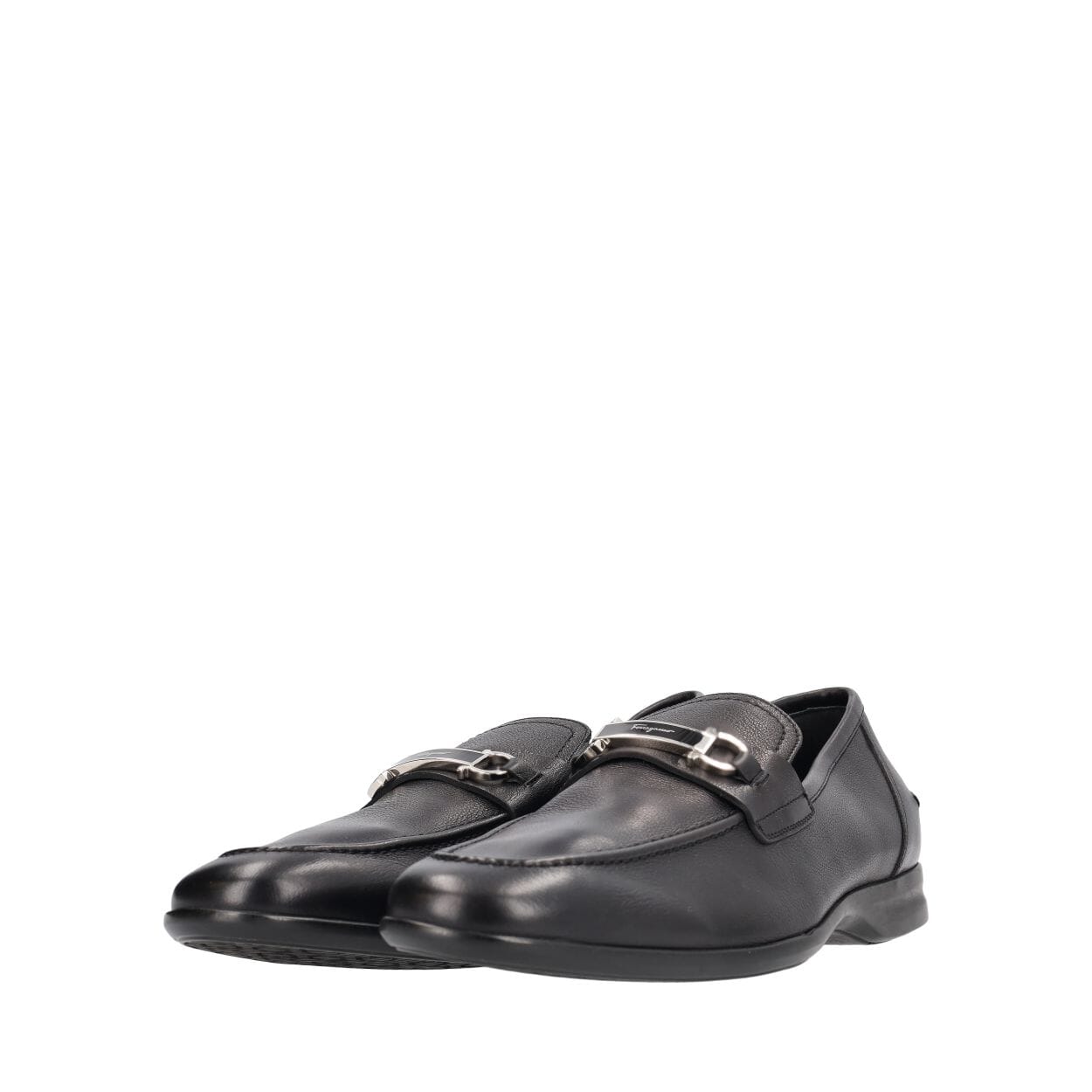 SALVATORE FERRAGAMO Leather Gancini Loafers Black | Luxity