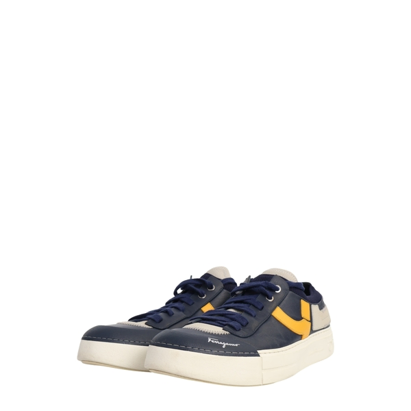 Leather Borg Notion Sneakers Navy/Yellow