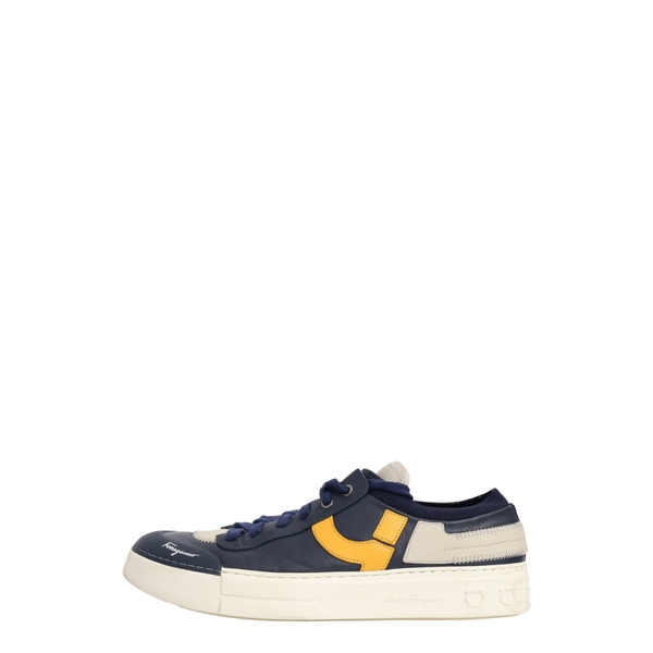 Leather Borg Notion Sneakers Navy/Yellow