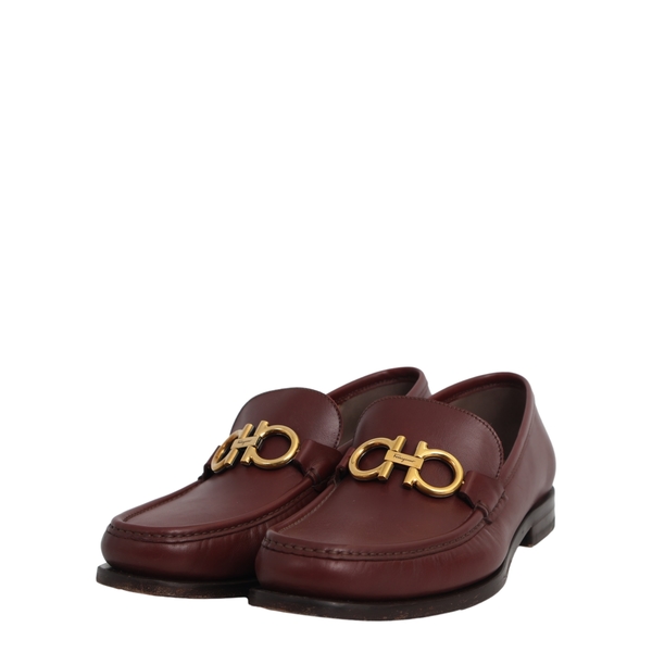 Leather Gancini Loafers Burgundy